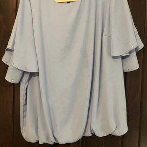 Lt Blue blouse with ruffle sleeves, size 2xl